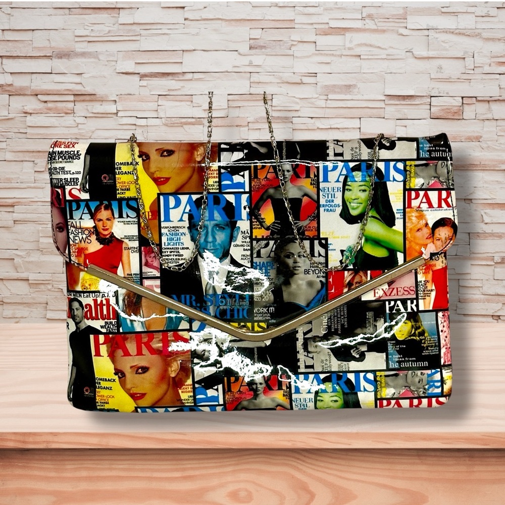 Olivia Miller Multicolor Magazine Print Clutch